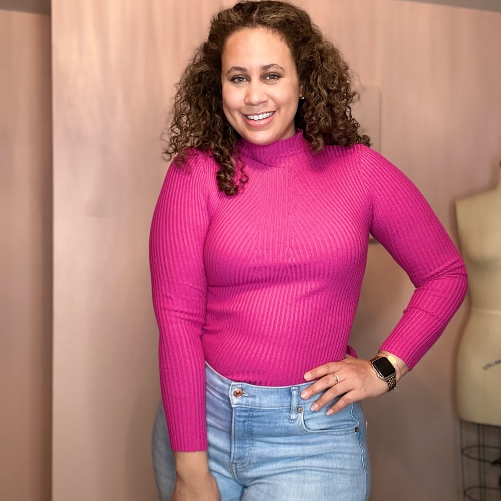 Vibrant Pink Ribbed Sweater